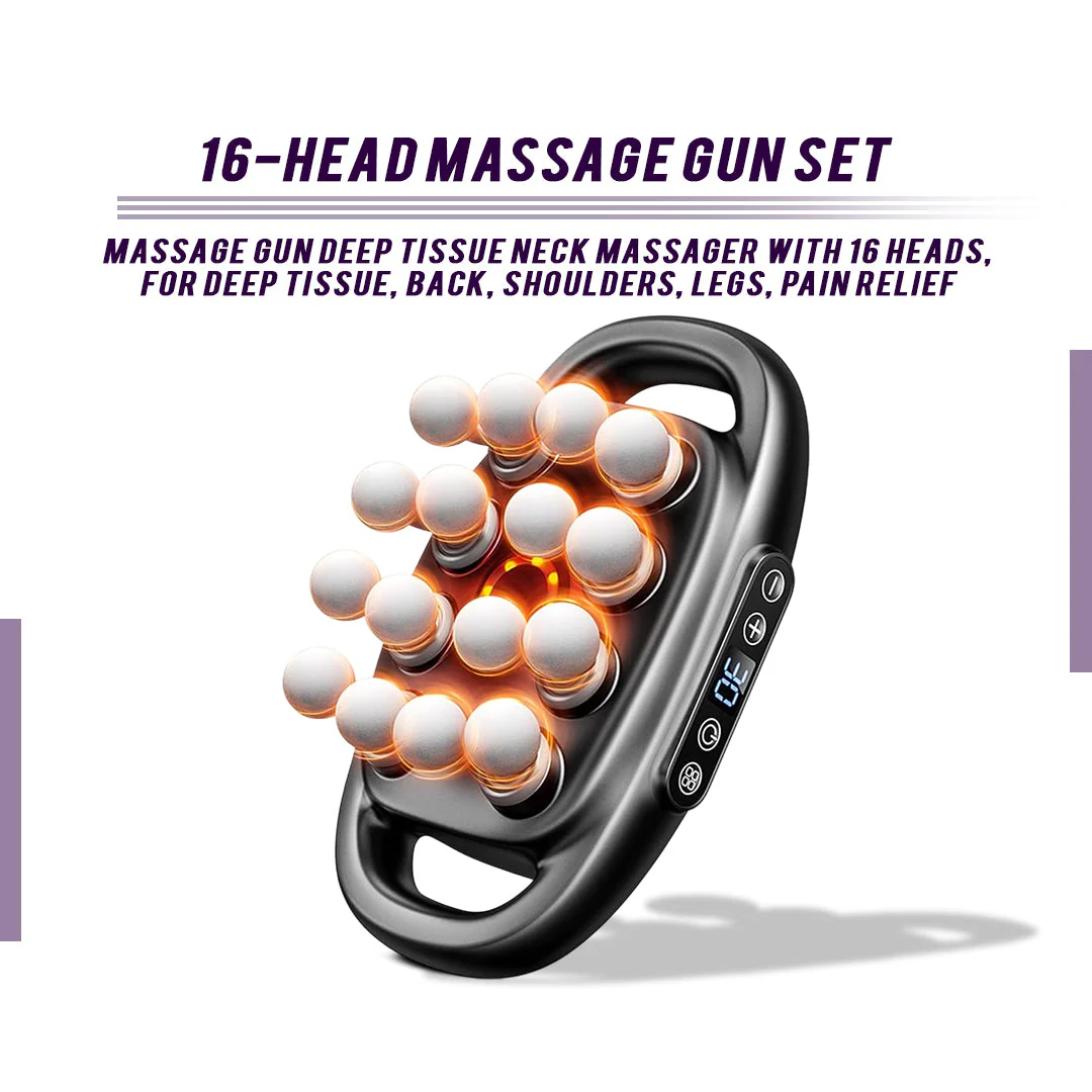 16-Head Muscle Massage Gun Deep Tissue Percussion Massager for Muscle Relaxation & Recovery - Image 2