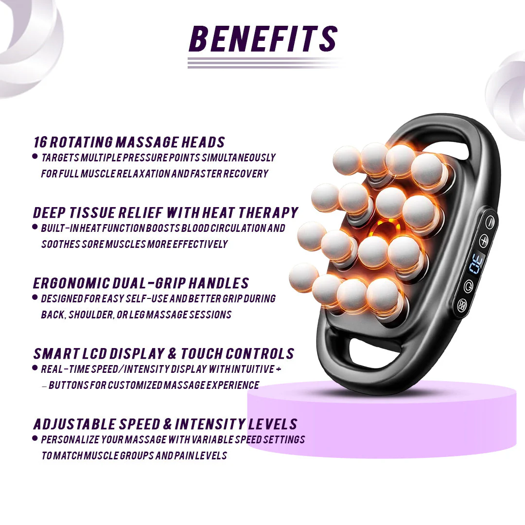 16-Head Muscle Massage Gun Deep Tissue Percussion Massager for Muscle Relaxation & Recovery - Image 4