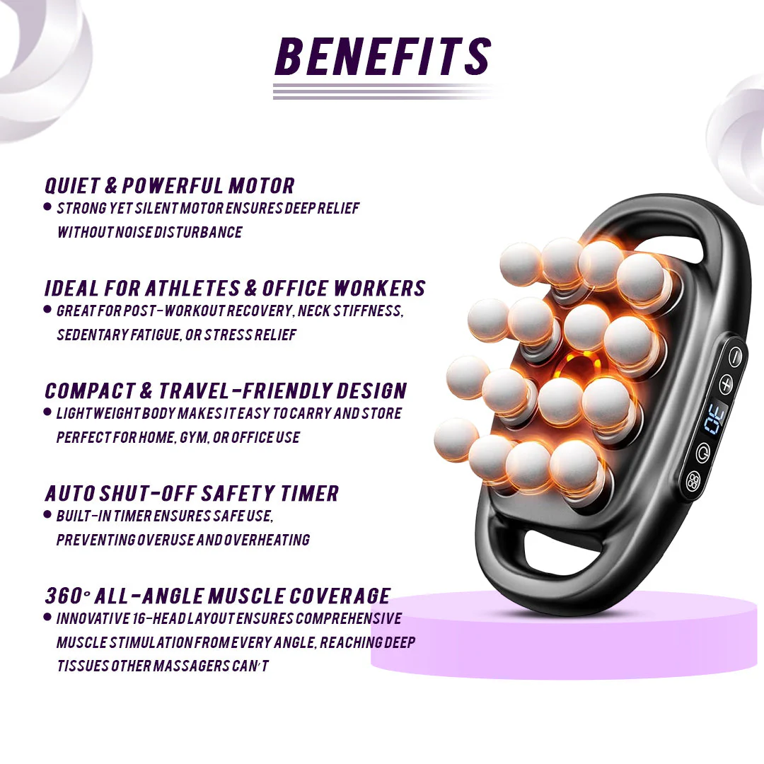 16-Head Muscle Massage Gun Deep Tissue Percussion Massager for Muscle Relaxation & Recovery - Image 5