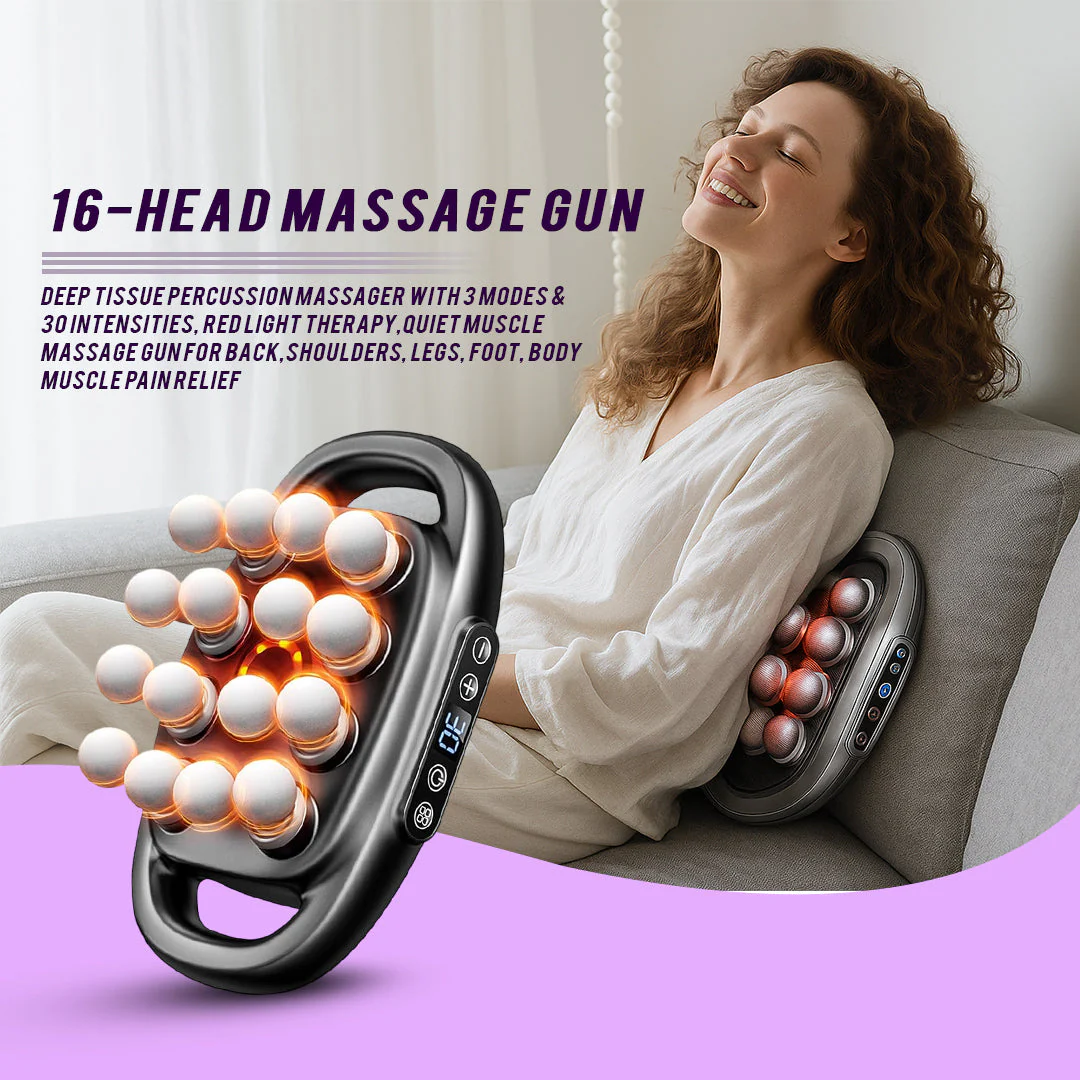 16-Head Muscle Massage Gun Deep Tissue Percussion Massager for Muscle Relaxation & Recovery - Image 7