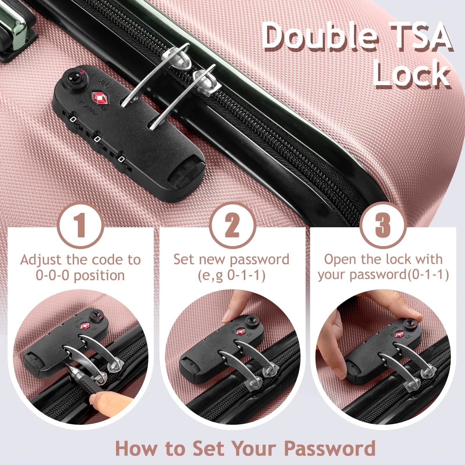 3-Piece Hard Shell Luggage Set with TSA Lock – 20/24/28 Inch 360° Spinner Wheels - Image 5