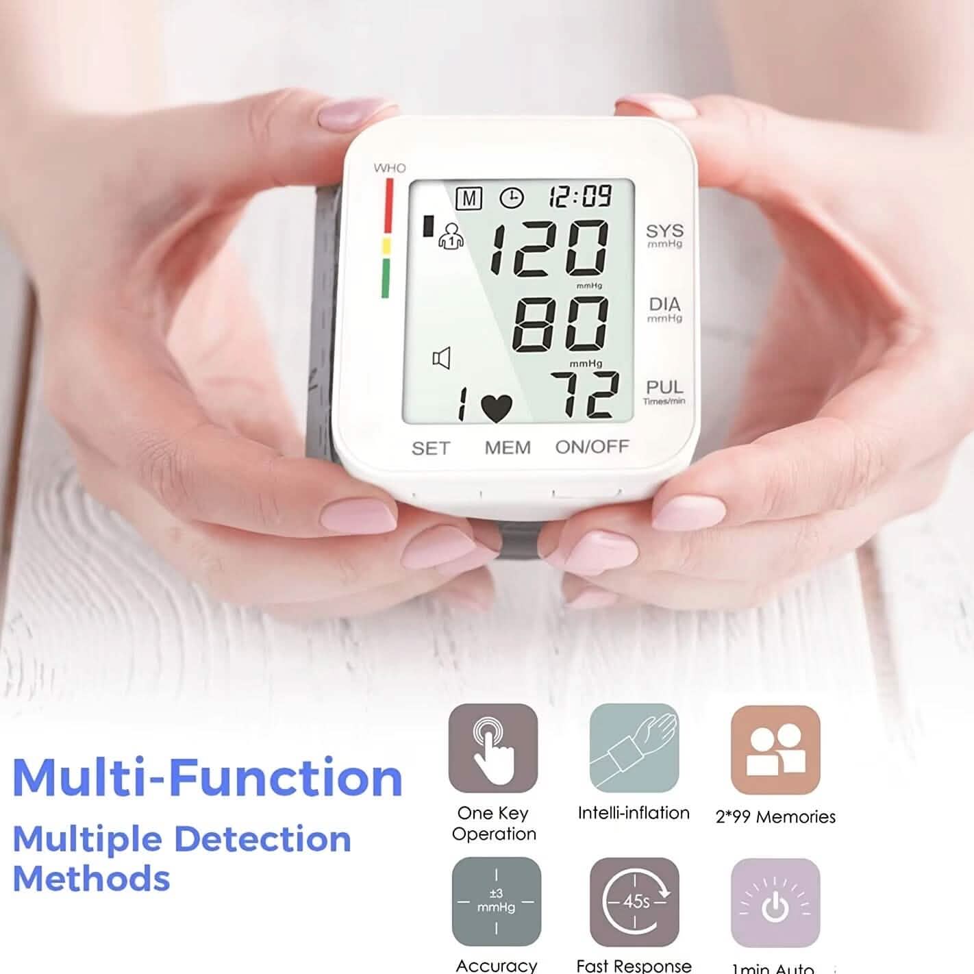 Blood Pressure Monitor Digital Wrist Blood Pressure Machine Automatic Cuff BP Detector - Image 5