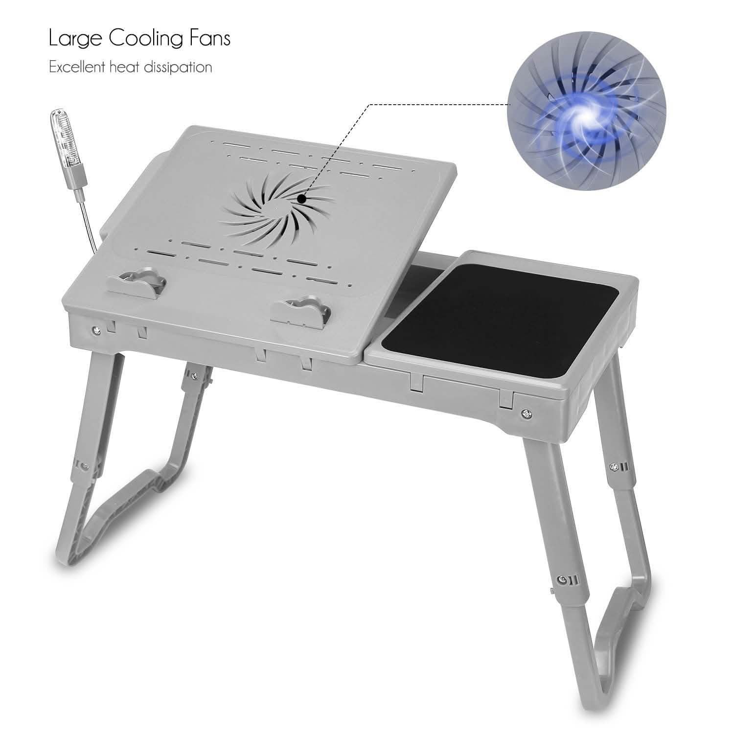 Foldable Laptop Table Bed Notebook Desk with Cooling Fan Mouse Board - Image 15