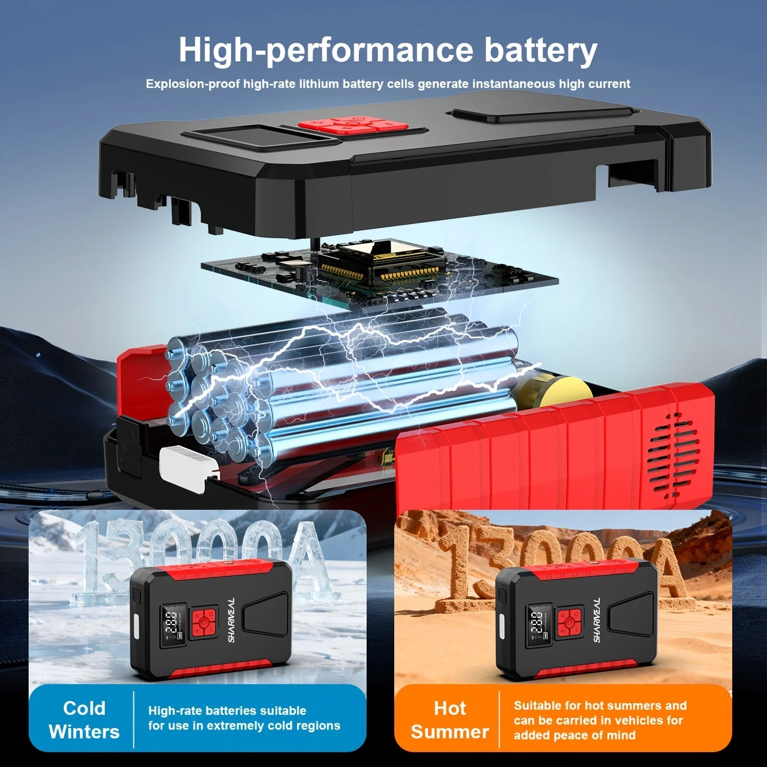 Portable Car Jump Starter with Air Compressor - Image 8