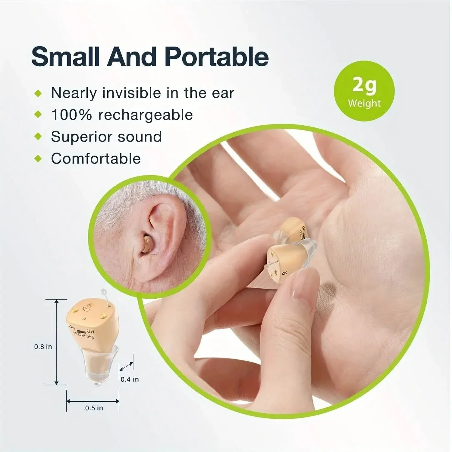 Rechargeable Hearing Aids – Invisible In-Ear, Noise Reduction, Volume Control - Image 9