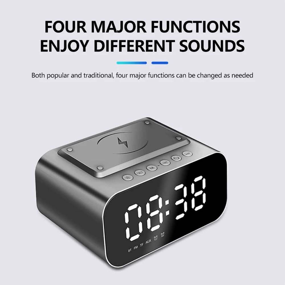 Wireless Charger Alarm Clock Bluetooth Speaker LED Smart Digital Clock - Image 5
